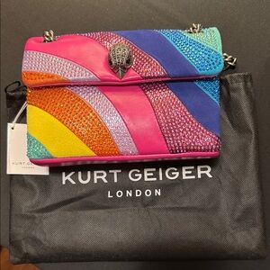 Kurt Geiger Mini Kensington Crystal & Leather Convertible Crossbody Bag 🔥NWT